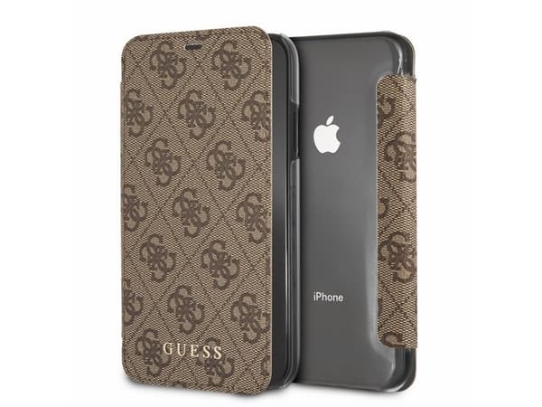 Guess GUFLBKI65GF4GBR iPhone Xs Maxbrown/brown book 4G Charms Collection