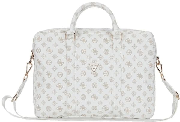 Bag Guess 4G Peony Front Pocket Zipper Triangle Logo 16" white