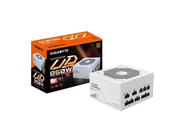 GIGABYTE UD850GM PG5W, 850 W, 100 - 240 V, 50/60 Hz, 12 A, Aktiv, 105 W Sort