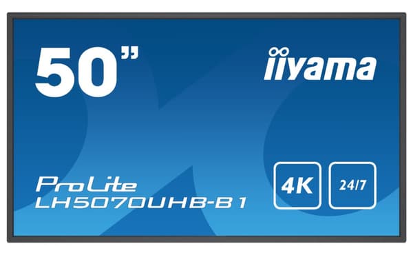iiyama LH5070UHB-B1 skyltställ Platt skärm för digital skyltning 125,7 cm (49.5") VA 700 cd/m² 4K Ultra HD Svart Inbyggd processor Android 9.0 24/7 Svart