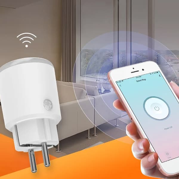 Smart plug med Zigbee, energimåling og stemmestyring, 16A, kompatibel med HomeKit og Tuya