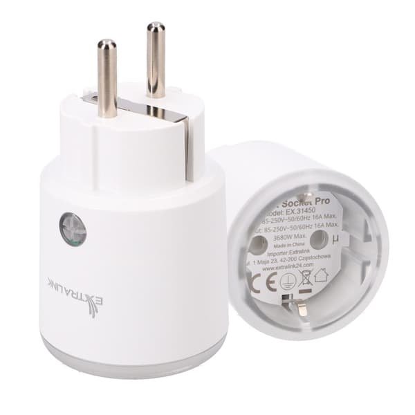 Smart plug med Zigbee, energimåling og stemmestyring, 16A, kompatibel med HomeKit og Tuya