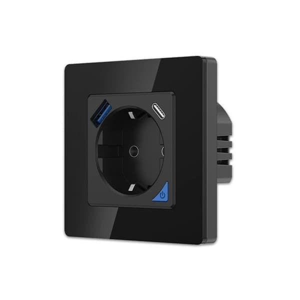 Extralink Smart Life veggkontakt - 230V + USB-A (5V/2,1A) + USB-C (5V/3A) - fjernkontroll via app