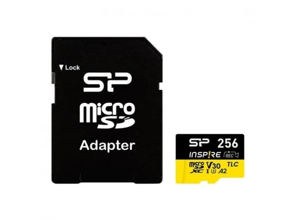 Silicon Power microSDXC memory card Power Inspire 256GB V30 UHS-I U3 A2 4K DDR200 170/150MB/s TLC + adapter