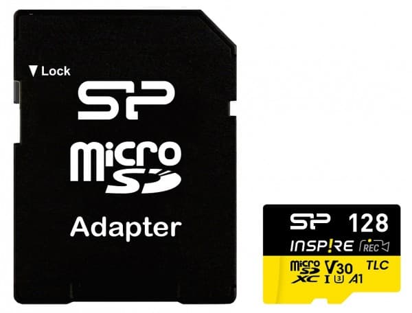 Silicon Power microSDXC Power Inspire 128GB V30 UHS-I U3 A1 4K DDR200 170/150MB/s TLC memory card + adapter