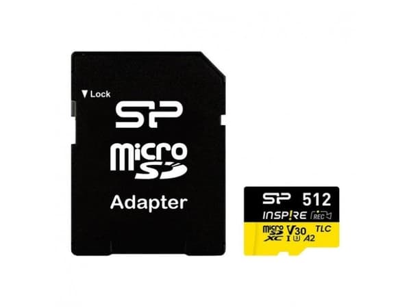 Karta pamięci Silicon Power microSDXC Power Inspire 512GB V30 UHS-I U3 A2 4K DDR200 170/150MB/s TLC + adapter