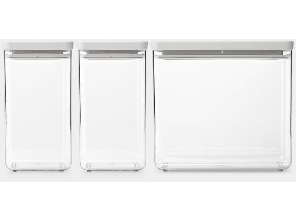 Brabantia Tasty+, Canister, Rectangular, 6.7 L, Light grey, Transparent, Plastic, 201 mm