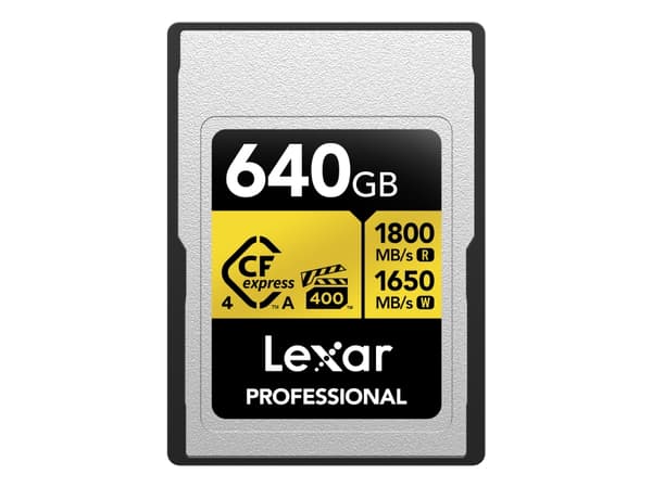 Lexar LCAGOLD640G-RNENG, 640 GB, CFexpress Type A, 1800 MB/s, 1650 MB/s, Fallsikker, Støvtett, Sjokkresistent, Temperatursikker, Vibrasjon sikker, Va