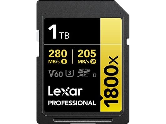 Lexar Professional 1800x, 1 TB, SDXC, Klasse 10, UHS-II, 280 MB/s, 205 MB/s