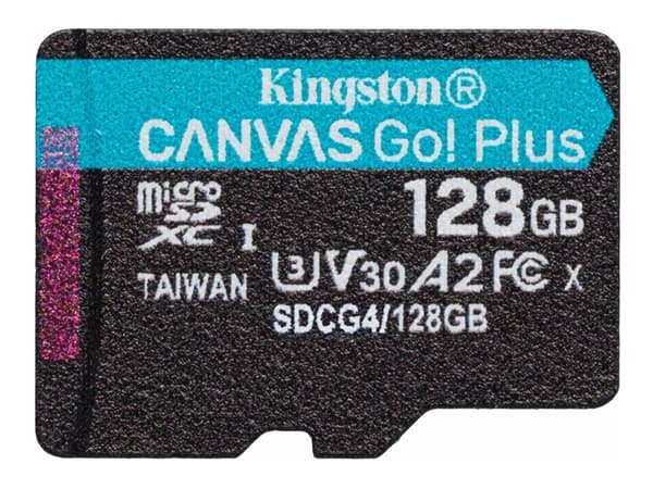 Kingston Technology Canvas Go! Plus, 128 GB, MicroSD, Klasse 10, UHS-I, 200 MB/s, Class 3 (U3)