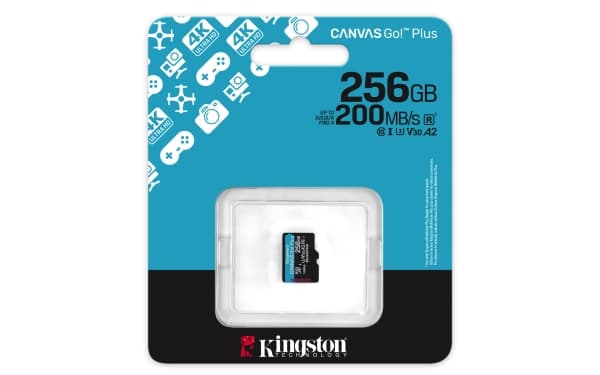 Kingston Technology Canvas Go! Plus, 256 GB, MicroSD, Klasse 10, UHS-I, 200 MB/s, 160 MB/s