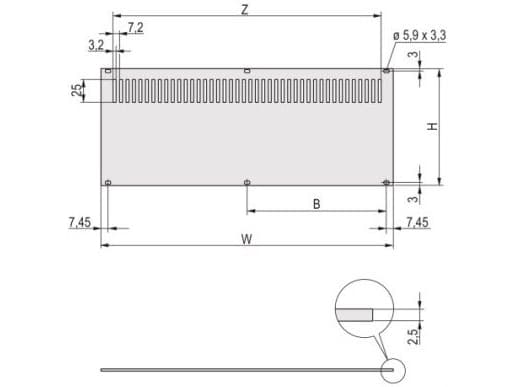 SCHROFF bakpanel, perforert, uskjermet, for RatiopacPRO og PropacPRO, 3 HU, 63 HK