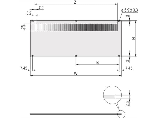 SCHROFF bakpanel, perforert, uskjermet, for RatiopacPRO og PropacPRO, 3 HU, 63 HK