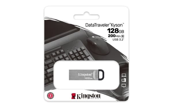 Kingston Technology DataTraveler Kyson USB-sticka 128 GB USB Type-A 3.2 Gen 1 (3.1 Gen 1) Silver