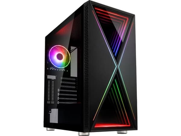 Kolink Void X, Midi Tower, PC, Svart, ATX, EATX, micro ATX, Mini-ITX, Plast, Stål, Härdat glas, Spela Svart