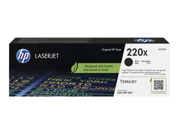 HP 220X - Lång livslängd - svart - original - LaserJet - box - tonerkassett (W2200X) - för Color LaserJet 4302; Color LaserJet Pro 4202, 4302, MFP 43