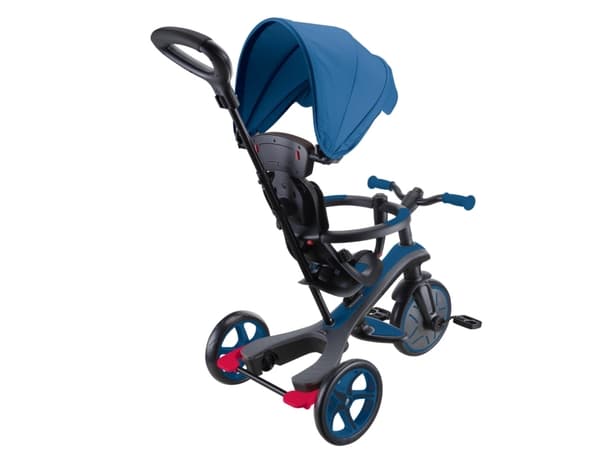 Globber Explorer Trike 4in1, Gutt/Jente, Front trekk, Rett opp, Barn, Solide hjul, Blå