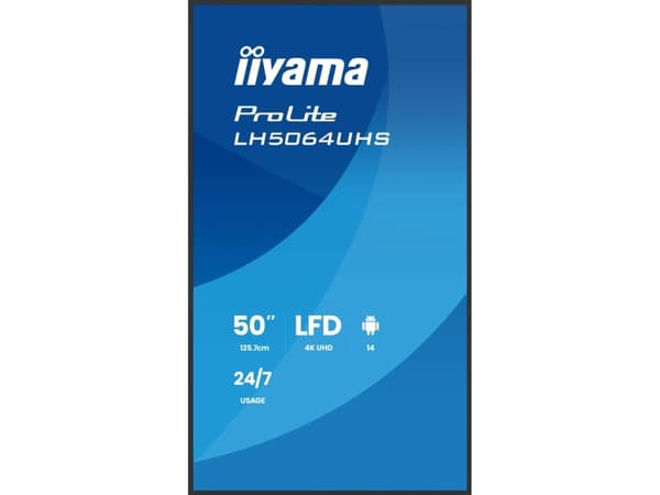 iiyama LH6564UHS-B1AG, Digital skiltingstavle (flatskjerm), 165,1 cm (65"), 3840 x 2160 piksler, Wi-Fi, 24/7