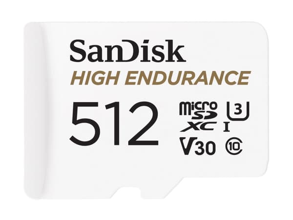 SanDisk High Endurance - Flash-minneskort (microSDXC till SD-adapter inkluderad) - 512 GB - Video Class V30 / UHS-I U3 / Class10 - mikroSDXC UHS-I