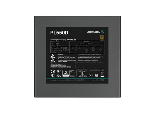 DeepCool PL650D, 650 W, 100 - 240 V, 50/60 Hz, 9 - 4,5 A, Aktiv, 100 W