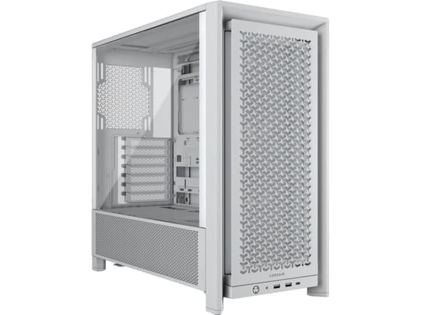 Corsair FRAME 4000D RS, Midi Tower, PC, Valkoinen, ATX, EATX, micro ATX, Mini-ITX, Muovi, Teräs, Karkaistu lasi, Peli