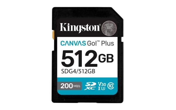 Kingston Technology Canvas Go! Plus, 512 GB, SDXC, Klasse 10, UHS-I, 200 MB/s, 160 MB/s