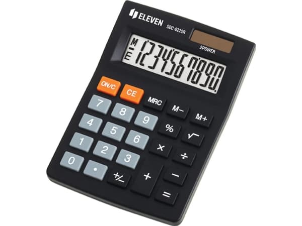 Eleven Eleven Calculator SDC022SR, svart, stationär, 10 platser, dubbel strömförsörjning
