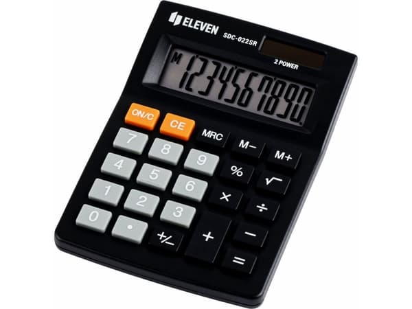 Eleven Eleven Calculator SDC022SR, svart, stationär, 10 platser, dubbel strömförsörjning