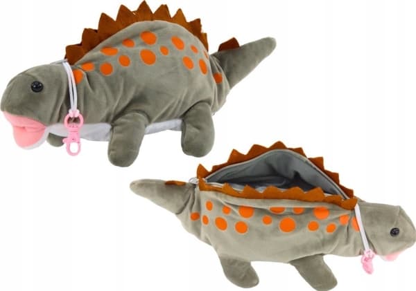 LeanToys Plush Dinosaurus kynälaatikko säilytysriipus Harmaa