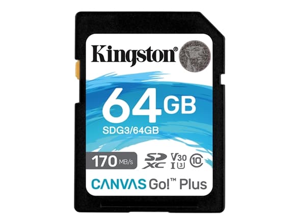 Kingston Canvas Go! Plus - Flashminnekort - 64 GB - Video Class V30 / UHS-I U3 / Class10 - SDXC UHS-I