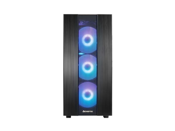 Chieftec Gamer Series Hunter 2 - Tower spel - ATX - genomskinlig sidopanel (härdat glas) - ingen strömförsörjning (ATX) - svart - USB/ljud