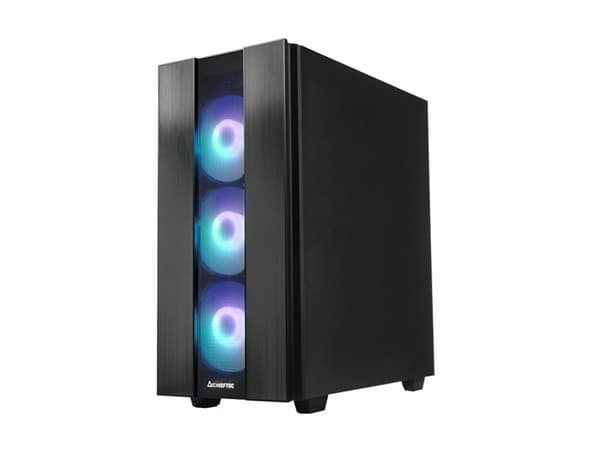 Chieftec Gamer Series Hunter 2 - Tower spel - ATX - genomskinlig sidopanel (härdat glas) - ingen strömförsörjning (ATX) - svart - USB/ljud