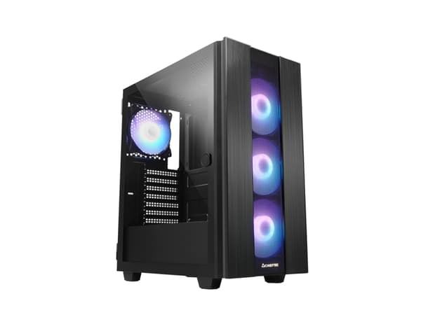 Chieftec Gamer Series Hunter 2 - Tower spel - ATX - genomskinlig sidopanel (härdat glas) - ingen strömförsörjning (ATX) - svart - USB/ljud