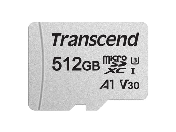 Transcend 300S, 512 GB, MicroSDXC, NAND, 95 MB/s, 40 MB/s, Class 3 (U3)