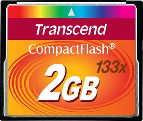 Transcend TS2GCF133, 2 GB, CompactFlash, MLC, 50 MB/s, 20 MB/s, Sort
