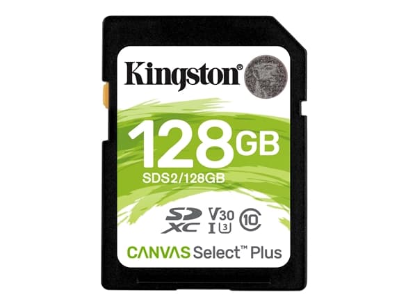 Kingston Technology Canvas Select Plus, 128 GB, SDXC, Luokka 10, UHS-I, 100 MB/s, 85 MB/s