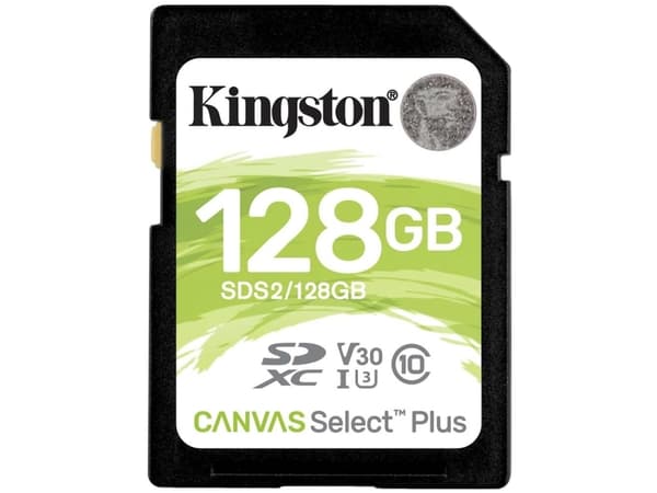 Kingston Technology Canvas Select Plus, 128 GB, SDXC, Luokka 10, UHS-I, 100 MB/s, 85 MB/s