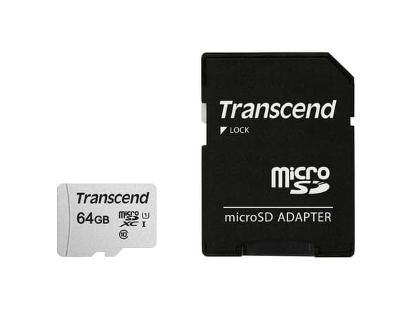 Transcend 300S - Flash-minneskort (adapter inkluderad) - 64 GB - UHS-I U1 / Class10 - mikroSDXC UHS-I
