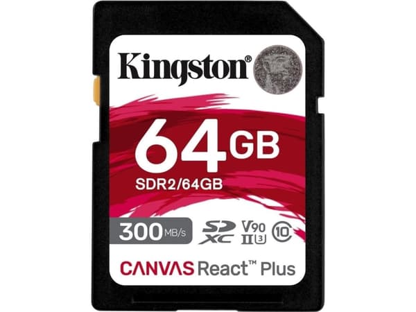 Kingston Technology Canvas React Plus, 64 GB, SD, Klasse 10, UHS-II, 300 MB/s, 260 MB/s
