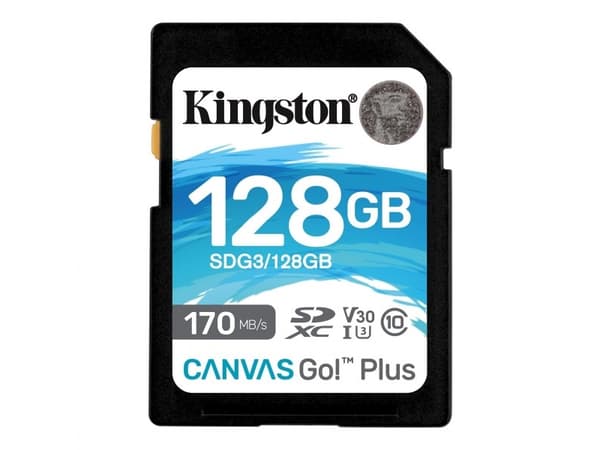 Kingston Canvas Go! Plus - Flash-minneskort - 128 GB - Video Class V30 / UHS-I U3 / Class10 - SDXC UHS-I