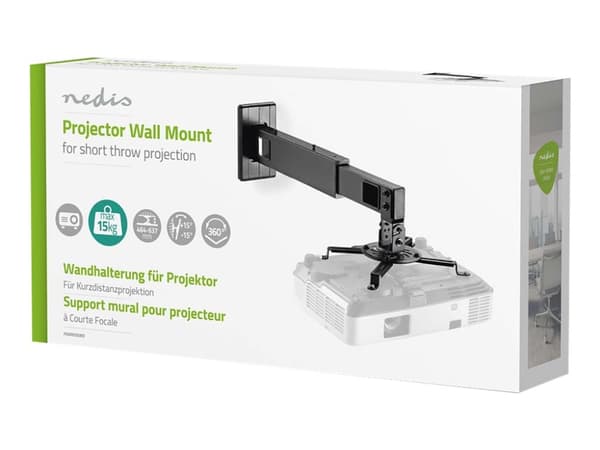 Nedis PJWM200BK, Seinä, 15 kg, Musta, Terästä, 360°, -30 - 30°