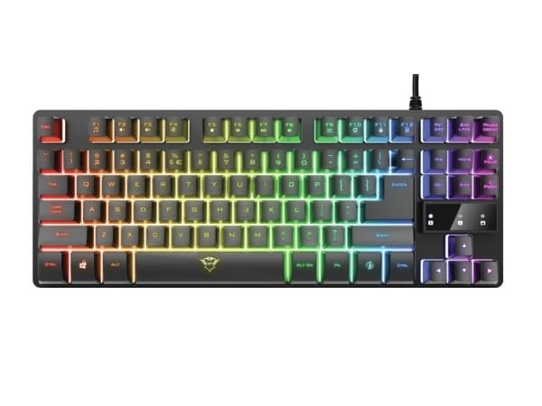 Trust GXT 833 Thado, Tenkeyless (80–87 %), USB, Kalvokytkin, Musta, Hopea