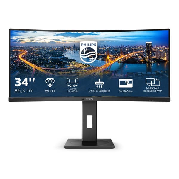 Philips B Line 346B1C/00 platta pc-skärmar 86,4 cm (34") 3440 x 1440 pixlar Quad HD LCD Svart