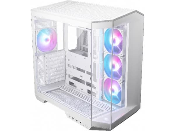 MSI MAG PANO 100R PZ - Mid tower - ATX - sidepanel med vindu (herdet glass) - ingen strømforsyning (ATX) - hvit - USB/Audio/Mic