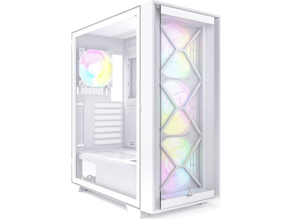 Montech AIR 1000 Premium - Mid tower - ATX - genomskinlig sidopanel (härdat glas) - ingen strömförsörjning (ATX) - vit