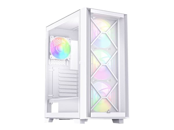 Montech AIR 1000 Premium - Mid tower - ATX - genomskinlig sidopanel (härdat glas) - ingen strömförsörjning (ATX) - vit