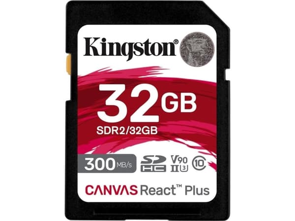 Kingston Canvas React Plus - Flashminnekort - 32 GB - Video Class V90 / UHS-II U3 / Class10 - SDXC UHS-II