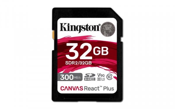 Kingston Canvas React Plus - Flashminnekort - 32 GB - Video Class V90 / UHS-II U3 / Class10 - SDXC UHS-II
