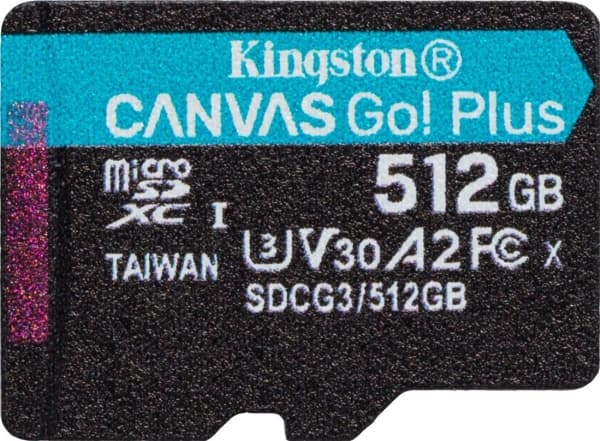 Kingston Canvas Go! Plus - Flashminnekort - 512 GB - A2 / Video Class V30 / UHS-I U3 / Class10 - microSDXC UHS-I