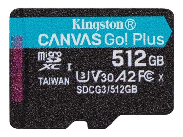 Kingston Canvas Go! Plus - Flashminnekort - 512 GB - A2 / Video Class V30 / UHS-I U3 / Class10 - microSDXC UHS-I